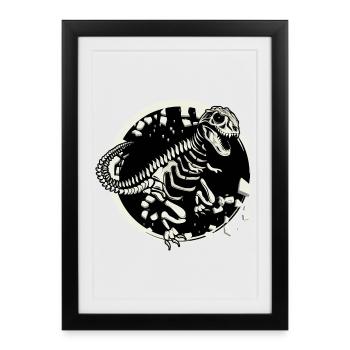 Dinosaur Skeleton Tyrannosaurus Rex Dino Fossil - Framed poster (27 × 37 cm) - black - Front