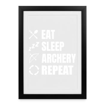 Eat Sleep Archery Repeat - Framed poster (27 × 37 cm) - black - Front