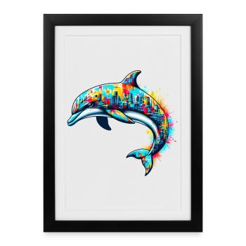 Dauphin - Affiche encadrée (27 × 37 cm) - noir - Devant