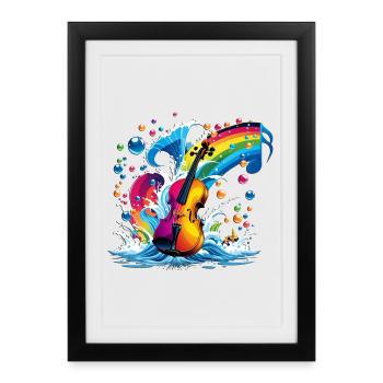 Fantastic violin in bright colors - Framed poster (27 × 37 cm) - black - Front
