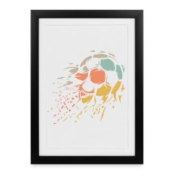 retro football ball shredded vintage colors icon - Framed poster (27 × 37 cm) - black - Front