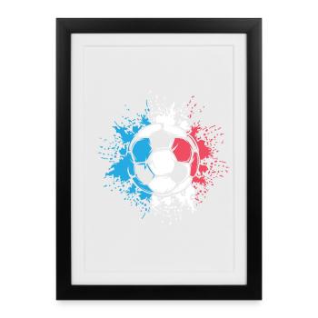 Frankreich Fußball Explosion Fußballer Logo icon - Gerahmtes Poster (27 × 37 cm) - Schwarz - Vorne