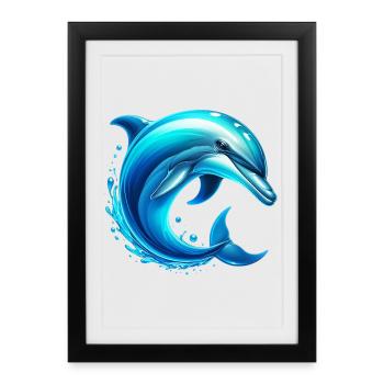 Dauphin - Affiche encadrée (27 × 37 cm) - noir - Devant