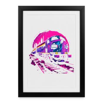 Chemin de fer Retrowave - Affiche encadrée (27 × 37 cm) - noir - Devant