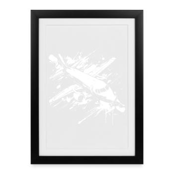 Avion Street Art - Affiche encadrée (27 × 37 cm) - noir - Devant