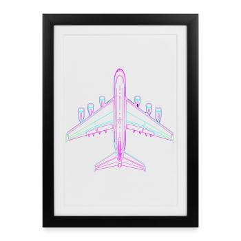 Avion Look des années 80 - Affiche encadrée (27 × 37 cm) - noir - Devant