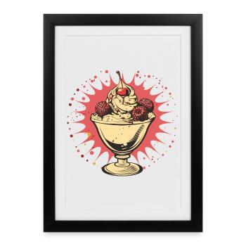 Sundae à la crème glacée graphique - Affiche encadrée (27 × 37 cm) - noir - Devant