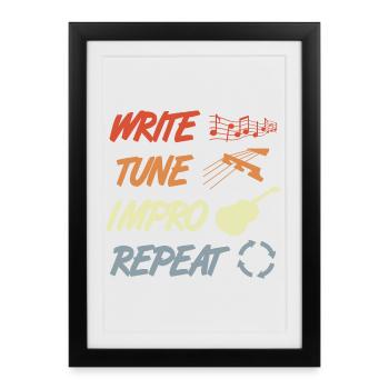 Routine de guitariste drôle - Affiche encadrée (27 × 37 cm) - noir - Devant
