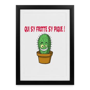 Cactus manga - Affiche encadrée (27 × 37 cm) - noir - Devant
