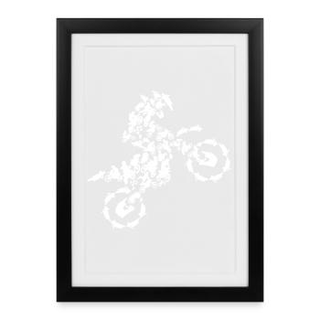 Motocross Silhouette - Affiche encadrée (27 × 37 cm) - noir - Devant