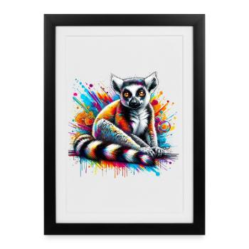 Lémurien - Affiche encadrée (27 × 37 cm) - noir - Devant