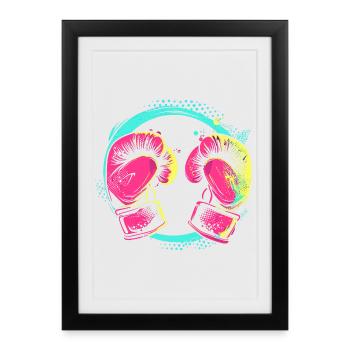 Kickboxing Cartoon Style - Framed poster (27 × 37 cm) - black - Front