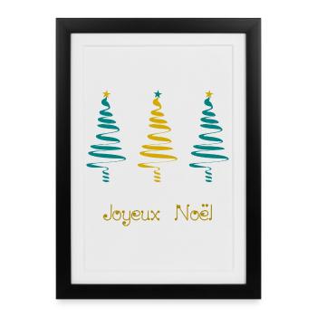 NOËL. MERRY CHRISTMAS. SAPIN. BONNE ANNEE - Affiche encadrée (27 × 37 cm) - noir - Devant