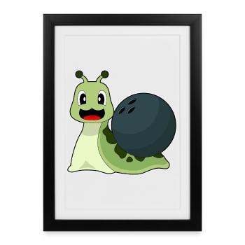 Escargot Bowling Boule de bowling - Affiche encadrée (27 × 37 cm) - noir - Devant