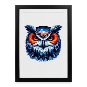 Hibou - Affiche encadrée (27 × 37 cm) - noir - Devant