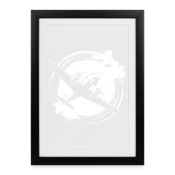 Croquis d’avion - Affiche encadrée (27 × 37 cm) - noir - Devant