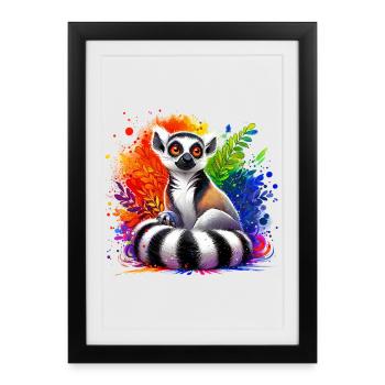 Lémurien - Affiche encadrée (27 × 37 cm) - noir - Devant