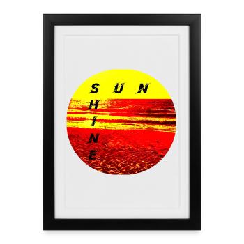 SunShine Feu Coucher de soleil Été Soleil Feu - Affiche encadrée (27 × 37 cm) - noir - Devant