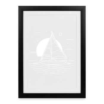 Sailing Drawing - Framed poster (27 × 37 cm) - black - Front