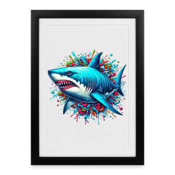 Requin - Affiche encadrée (27 × 37 cm) - noir - Devant