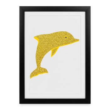 cute dolphin - Framed poster (27 × 37 cm) - black - Front