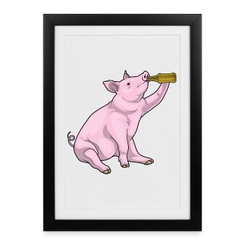 Pork Bottle of Beer - Framed poster (27 × 37 cm) - black - Front