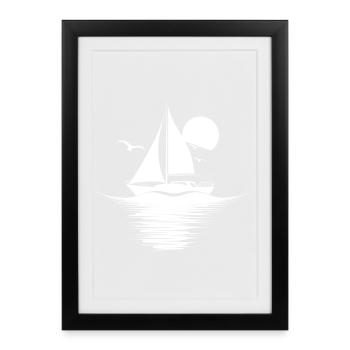 Dessin de voile - Affiche encadrée (27 × 37 cm) - noir - Devant