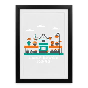Street Food Festival - Framed poster (27 × 37 cm) - black - Front