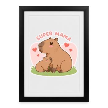 Super mama Capybara - Framed poster (27 × 37 cm) - black - Front