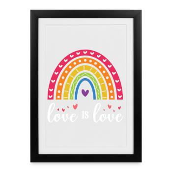 Mois de la fierté LGBT - Love is Love - Affiche encadrée (27 × 37 cm) - noir - Devant