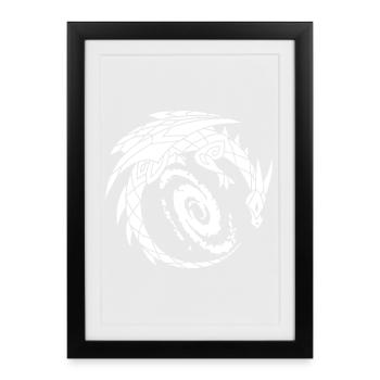 Dragon et galaxie - Affiche encadrée (27 × 37 cm) - noir - Devant