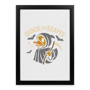 Sensenmann-Badeente mit lustigem Spruch Motiv - Gerahmtes Poster (27 × 37 cm) - Schwarz - Vorne