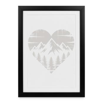 Mountain Scenery Heart Design - Framed poster (27 × 37 cm) - black - Front