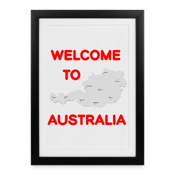 Welcome design Autriche et Australie - Affiche encadrée (27 × 37 cm) - noir - Devant