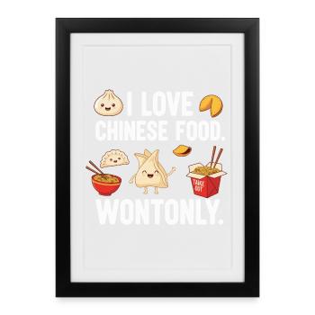 Design fantaisiste sur le thème de la cuisine chinoise - Affiche encadrée (27 × 37 cm) - noir - Devant