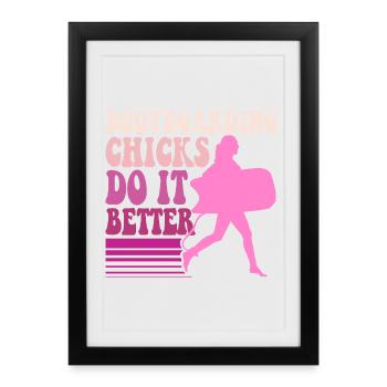 Bodyboard Chicks Bodyboarder - Affiche encadrée (27 × 37 cm) - noir - Devant