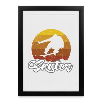 Patineur - Affiche encadrée (27 × 37 cm) - noir - Devant