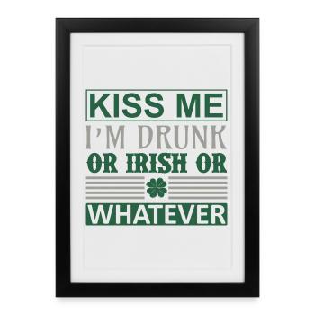 Embrasse-moi ivre irlandais - Affiche encadrée (27 × 37 cm) - noir - Devant