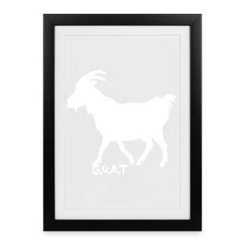 Chèvre G.O.A.T.  blanc - Affiche encadrée (27 × 37 cm) - noir - Devant