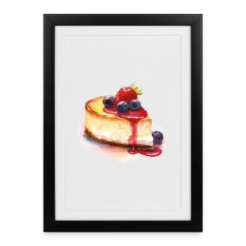 Gâteau au fromage aquarelle Baies - Affiche encadrée (27 × 37 cm) - noir - Devant