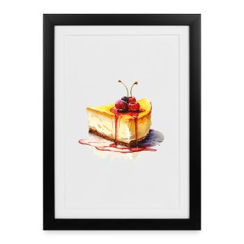Gâteau au fromage Aquarelle - Affiche encadrée (27 × 37 cm) - noir - Devant