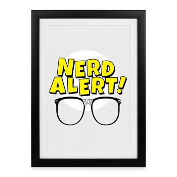 Nerd Alert Lunettes Pop - Affiche encadrée (27 × 37 cm) - noir - Devant