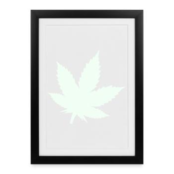 Feuille de Cannabis Silhouette Menthe - Affiche encadrée (27 × 37 cm) - noir - Devant