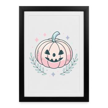 Happy pastel pumpkin - Framed poster (27 × 37 cm) - black - Front