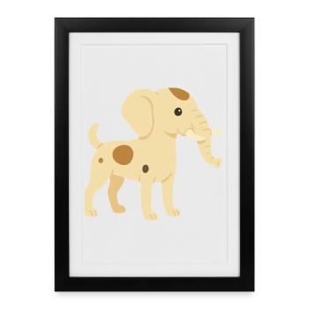 Eléphant chien jack russel - Affiche encadrée (27 × 37 cm) - noir - Devant