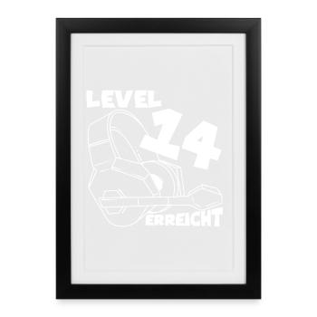 Level 14 reached Gaming Motif 14. - Framed poster (27 × 37 cm) - black - Front