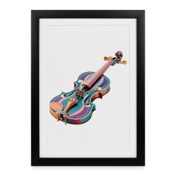 Art du violon arc-en-ciel - Affiche encadrée (27 × 37 cm) - noir - Devant