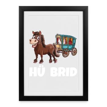 Calèche Hü Brid Voiture hybride cheval - Affiche encadrée (27 × 37 cm) - noir - Devant