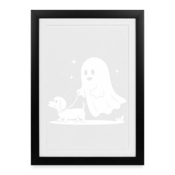 Fantôme chien ami de nuit - Affiche encadrée (27 × 37 cm) - noir - Devant