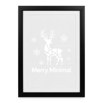 Geometric Deer Minimal Christmas Motif - Framed poster (27 × 37 cm) - black - Front